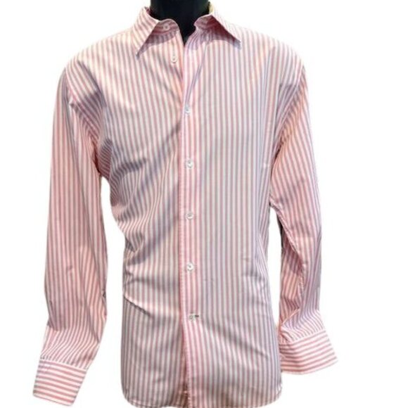 Lilly Pulitzer Men’s Striped Pink & White Button-Down Shirt – Size Medium - Picture 1 of 5